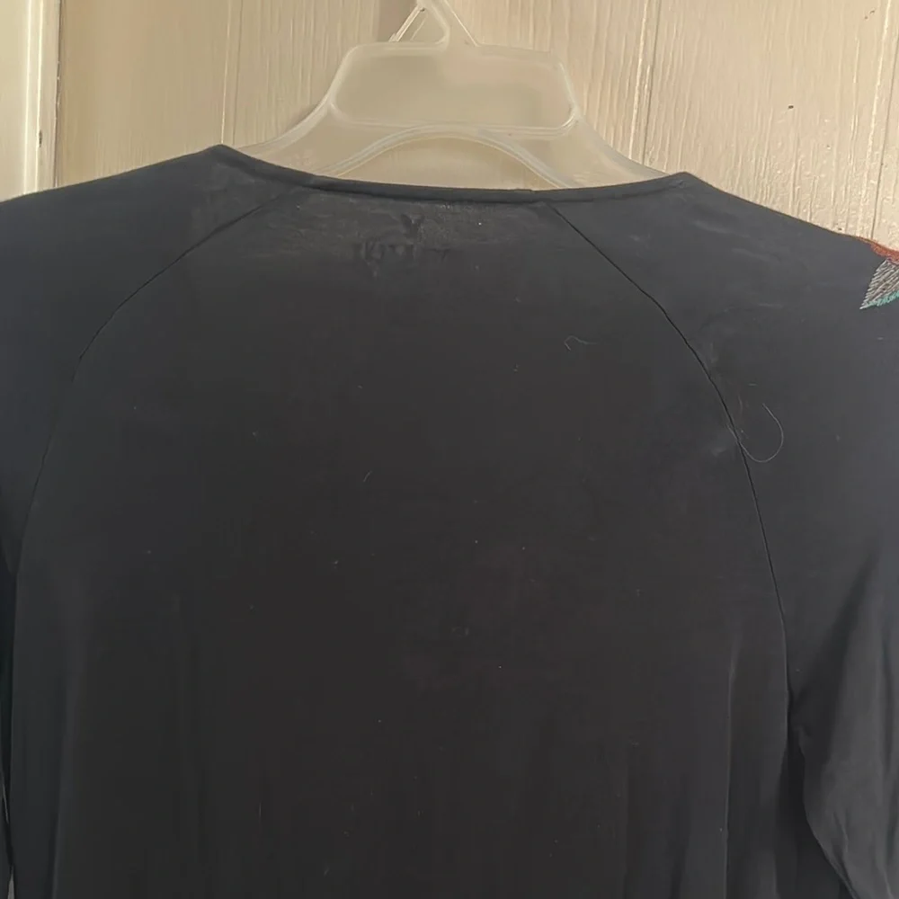 American Eagle Outfitters Black Wrap Blouse 3/4 Sleeve - Picture 11 of 15